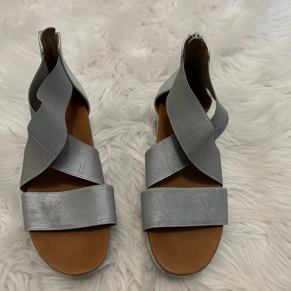 Gentle Souls by Kenneth Cole.  Silver sandals size 8